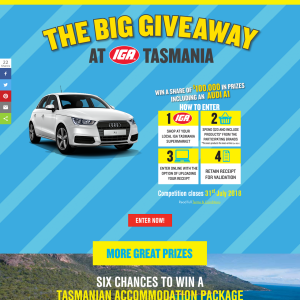Win an Audi A1 Sport Sportback TFSI S tronic or Tasmanian Holiday Vouchers