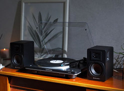 Win an Audio-Technica Wireless Bluetooth Turntable and a Pair of Powered Bookshelf Speakers