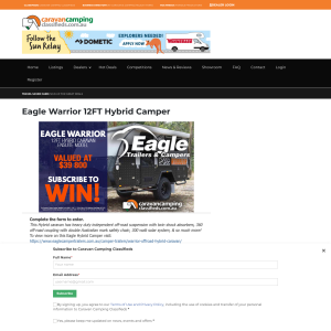 Win an Eagle Warrior 12FT Hybrid Camper