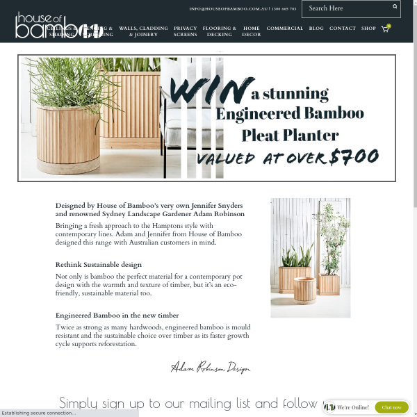 Win an Engineered Bamboo Pleat Planter Over