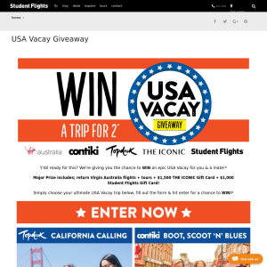 Win an epic USA Vacay for you & a mate