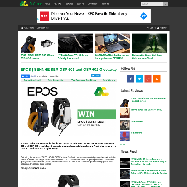 Win an EPOS | SENNHEISER GSP 601 or GSP 602 Premium Gaming Headset