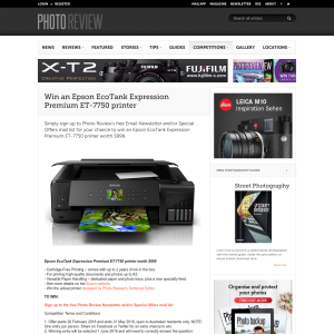 Win an Epson Ecotank Expression Premium ET-7750 Printer