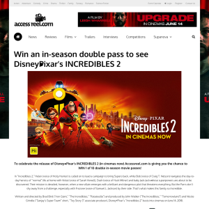 Win an in-season double pass to see Incredibles 2