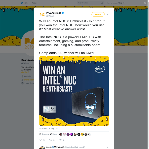 Win an Intel NUC 8 Enthusiast Mini PC