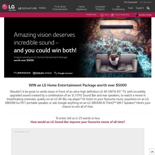 Win an LG Home Entertainment Package Worth $5,044