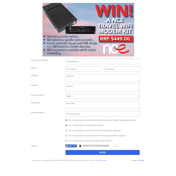 Win an NCE Travel Wi-Fi Modem Kit