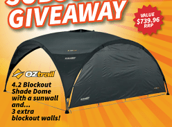 Win an Oztrail Blockout Shade Dome Shelter