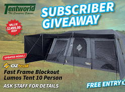 Win an OZtrail Fast Frame BlockOut Lumos 10P Tent