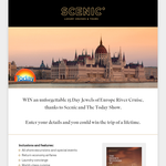 Win an unforgettable 15 Day Jewels of Europe River Cruise, thanks to Scenic and The Today Show!