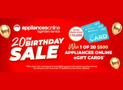 Win 1 of 20 $500 Appliances Online Gift Cards