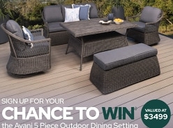 Win an Avani 5-Piece Outdoor Dining Suite (Dark Grey)