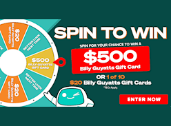 Win a $500 Billy Guyatts Gift Card or 1 of 10 X $20 Billy Guyatts Gift Cards