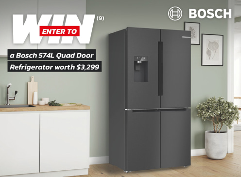 Win a Bosch 574L Quad Door Refrigerator - The Good Guys
