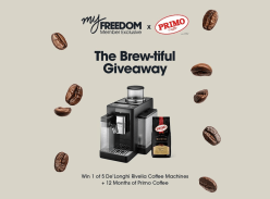 Win 1 of 5 De'longhi Coffee Machine & 12 Months of Primo Coffee
