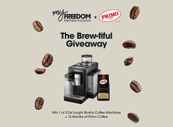 Win 1 of 5 De'longhi Coffee Machine & 12 Months of Primo Coffee
