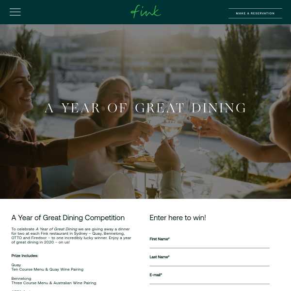 Win Dinner for Two at Each of The Four Fink Restaurants in Sydney