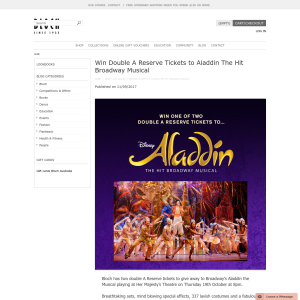 Win Double A Reserve Tickets to Aladdin The Hit Broadway Musical