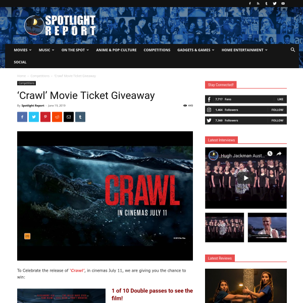 Win Double Movie Tix to 'Crawl'