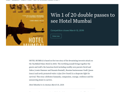 Win Double Movie Tix to Hotel Mumbai