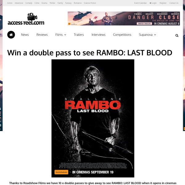 Win Double Movie Tix to Rambo Last Blood