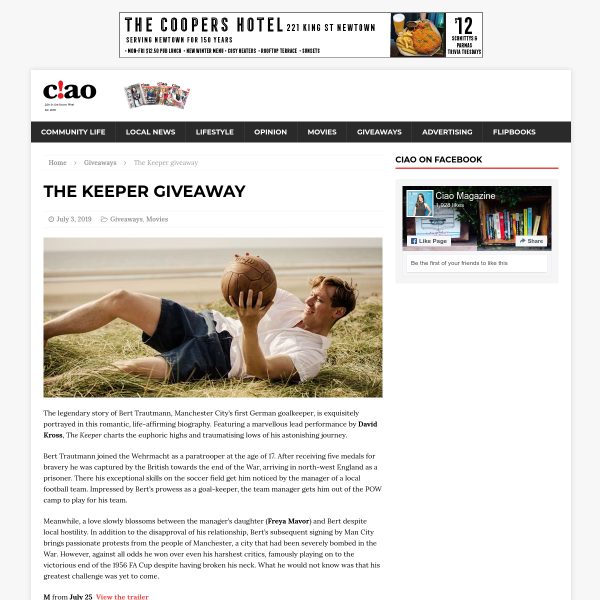 Win Double Movie Tix to The Keeper