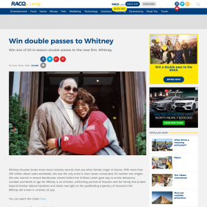 Win double passes to Whitney