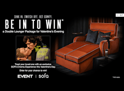 Win a Double SOFA Lounger Pass & Double Tub Combo at Event Cinemas - Castle Towers