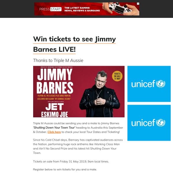Win Double Tix to Jimmy Barnes