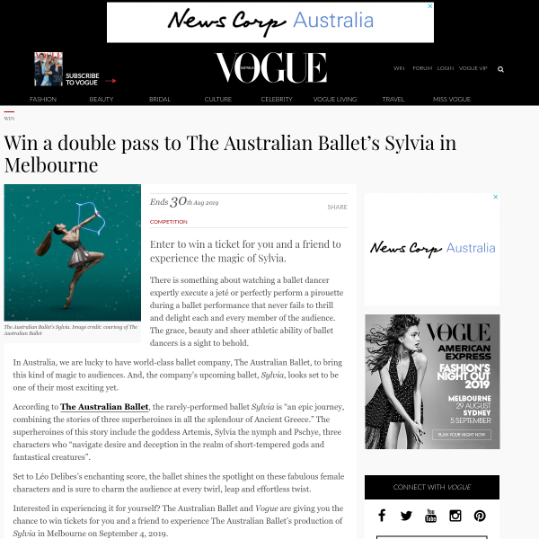 Win Double Tix to The Australian Ballet
