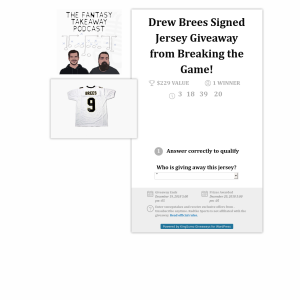 Win Drew Brees Signed Jersey