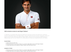Win exclusive access to see Roger Federer