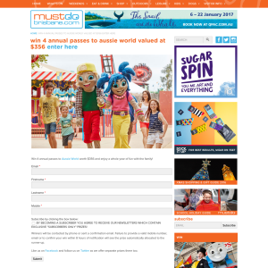 Win Four Annual Passes to Aussie World