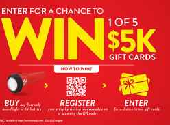 Win 1 of 5 $5K Gift Cards