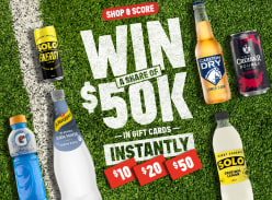 Win a Share of $50K in Gift Cards Instantly - Asahi Beverages