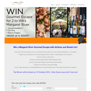 Win Gourmet Escape for 2 to WA's Margaret River