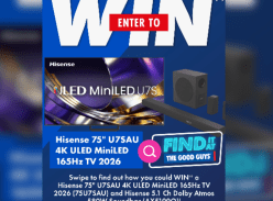 Win a Hisense 75" 4K TV 2026 & 5.1ch Dolby Atmos Soundbar - The Good Guys