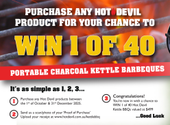 Win 1 of 40 Hot Devil Portable Charcoal Kettle Barbeques