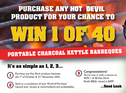 Win 1 of 40 Hot Devil Portable Charcoal Kettle Barbeques