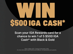 Win 1 of 5 $500 IGA Cash