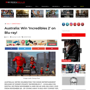 Win ‘Incredibles 2’ on Blu-ray