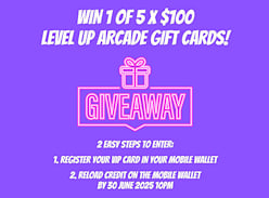Win 1 of 5 $100 Level up Arcade Gift Cards