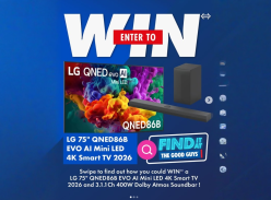 Win an LG 75" AI Mini LED 4K Smart TV & Dolby Atmos Soundbar - The Good Guys
