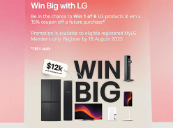 Win 1 of 6 LG Products & a 15% Coupon off a Future Purchase