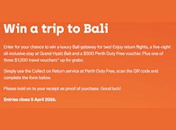 Win a Luxury Bali Getaway for Two - Perth Airport