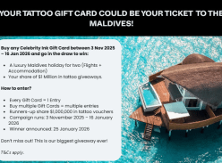 Win a Maldives Holiday for Two - Celebrity Ink Tattoo Surfers Paradise