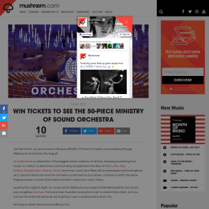 Win Ministry of Sound Orchestrated Tickets for Melbourne or Sydney