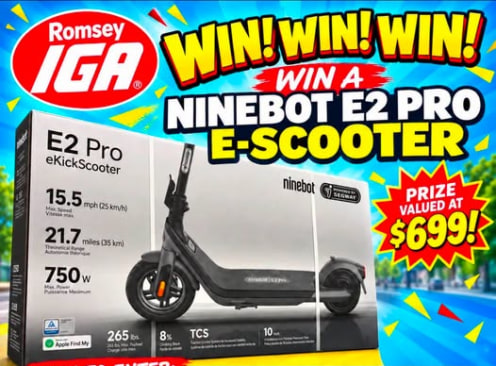 Win a Ninebot E2 PRO E-Scooter - SUPA IGA Romsey