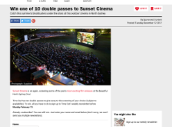 Win one of 10 double passes to Sunset Cinema