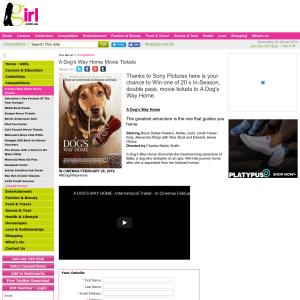 Win One of 20 in-Season Double Passes to A Dog's Way Home with Girl.com.au